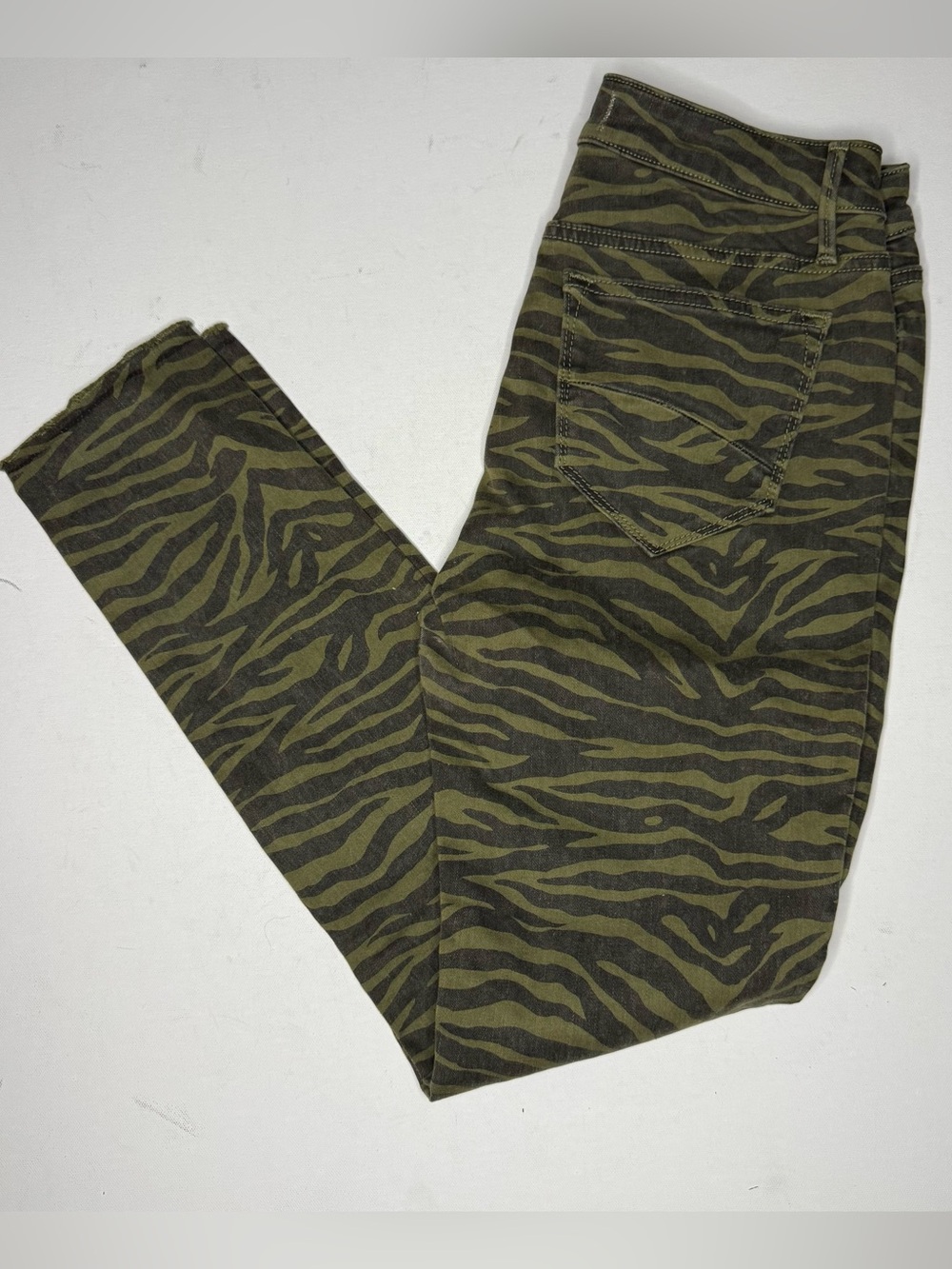 DRIFTWOOD Olive Green and Black Zebra Print Skinny Jeans